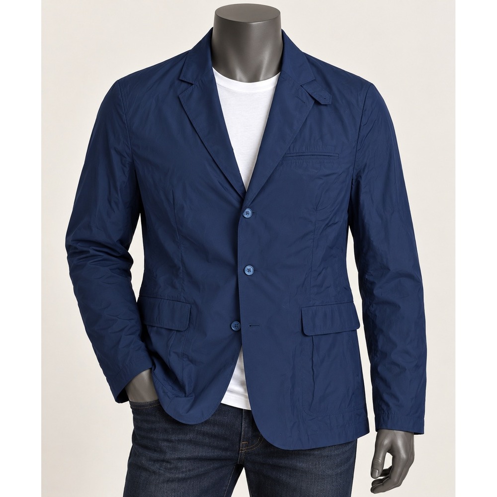 J. Hilburn Mens Navy Blue Technical 3-Button Blazer Jacket 41R